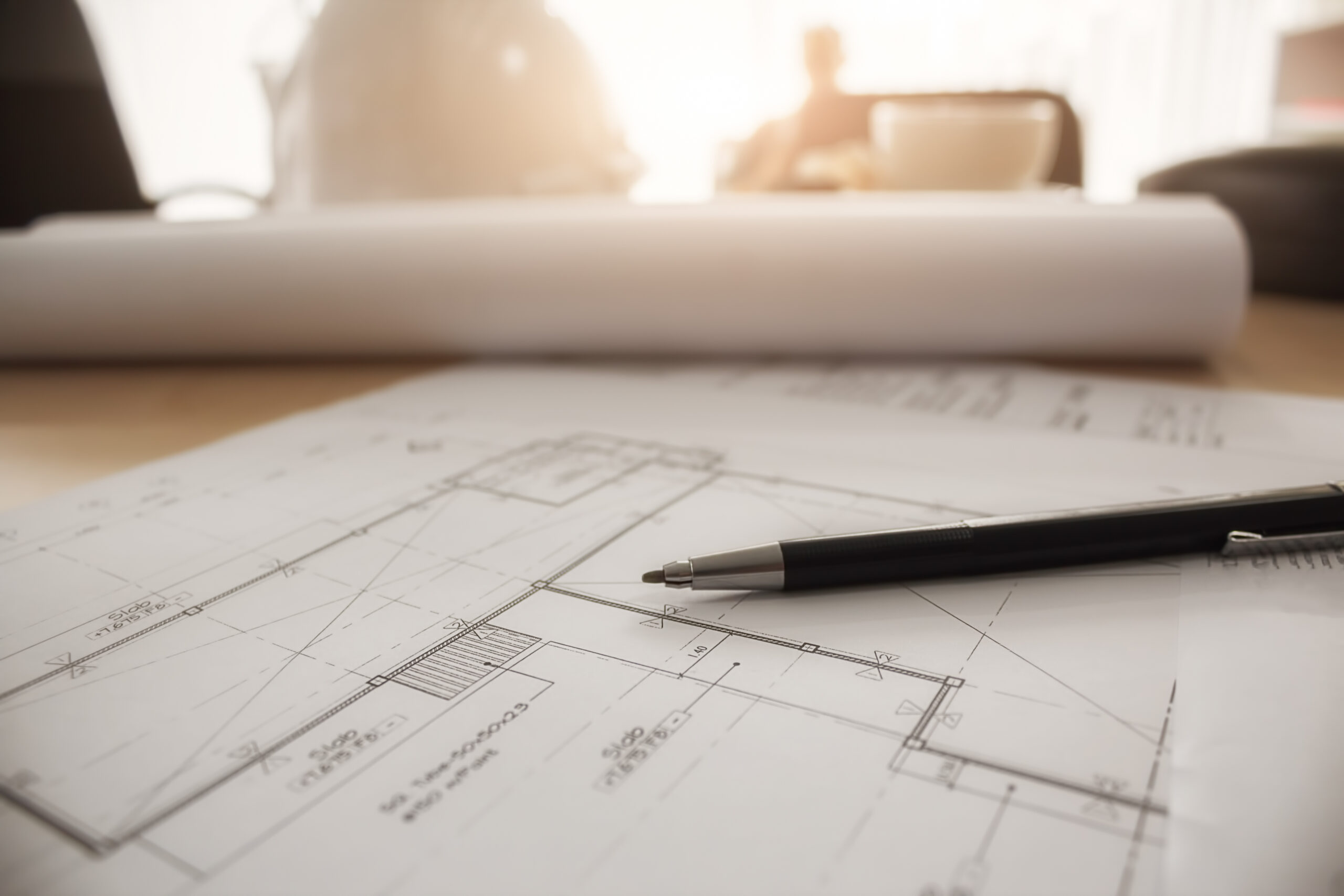 image of engineering objects on workplace top view.construction
